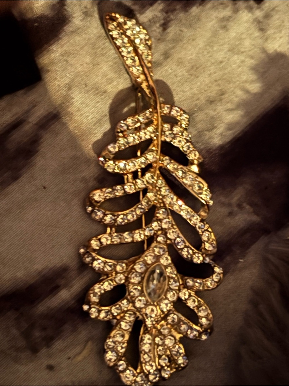 Vintage KJL Kenneth Jay Lane Rhinestone Feather Brooch